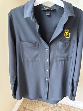 Baylor *  Button-Up with Yellow 'BU' Embroidery